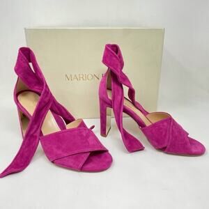 🎉HP👏 NIB Marion Parke Women's Leah Ankle Tie Sandal in Magenta Suede Sz 7.5